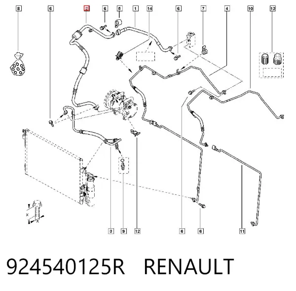 Przewód klimatyzacji, od parownika do sprężarki 924540125R Renault (RVI)