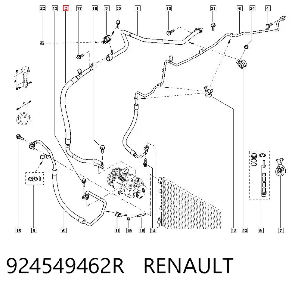 Przewód klimatyzacji, od parownika do sprężarki 924549462R Renault (RVI)