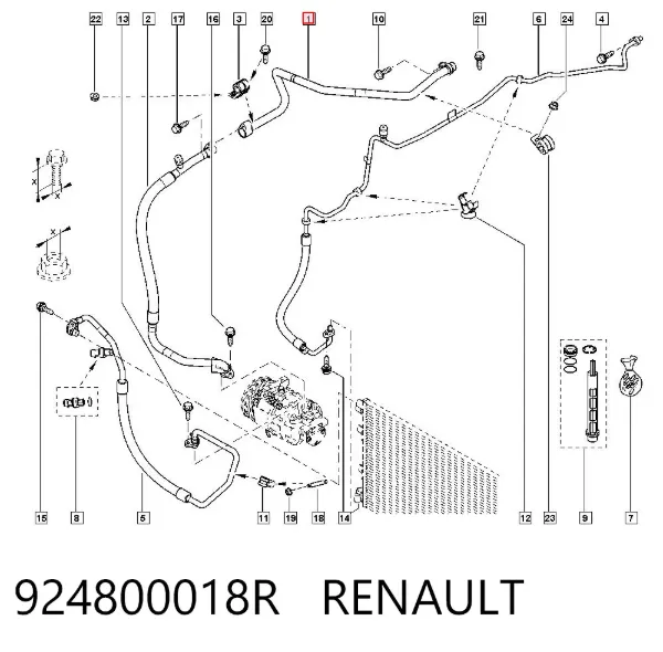 Przewód klimatyzacji, od tylnego parownika do sprężarki 924800018R Renault (RVI)