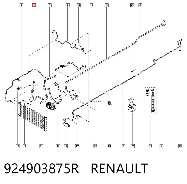 Przewód klimatyzacji, od sprężarki do chłodnicy 924903875R Renault (RVI)