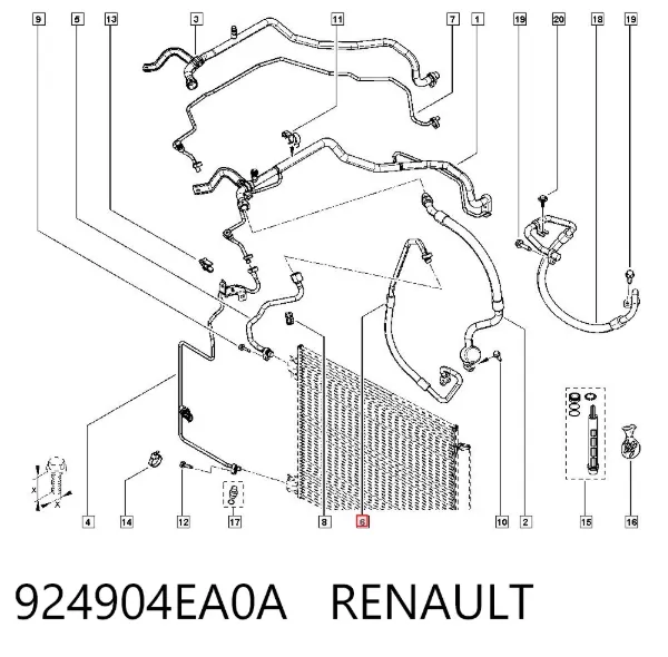 Przewód klimatyzacji, od sprężarki do chłodnicy 924904EA0A Renault (RVI)