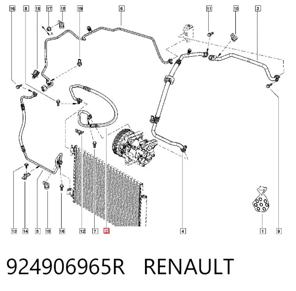 Przewód klimatyzacji, od sprężarki do chłodnicy 924906965R Renault (RVI)