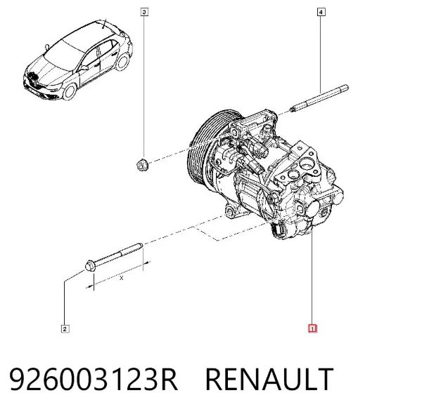 Sprężarka klimatyzacji 926003123R Renault (RVI)