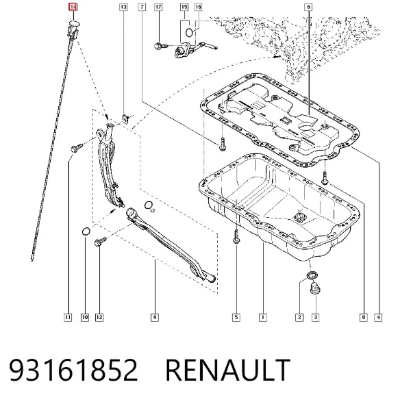 Bagnet poziomu oleju w silniku 93161852 Renault (RVI)