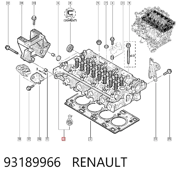 Głowica cylindrów 93189966 Renault (RVI)