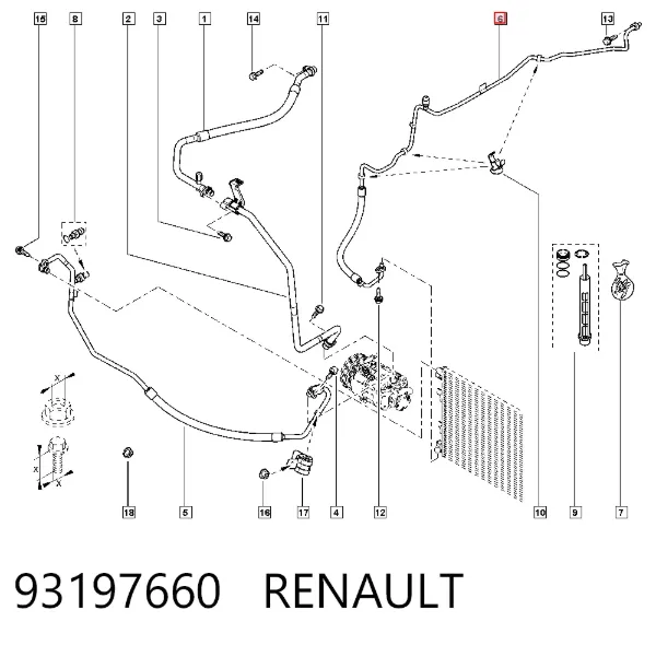 Przewód klimatyzacji, od chłodnicy do parownika 93197660 Renault (RVI)