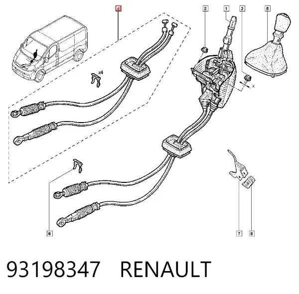 Linka dźwigni zmiany biegów podwójna 93198347 Renault (RVI)
