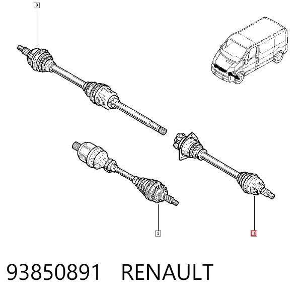 Półoś napędowa przednia lewa 93850891 Renault (RVI)