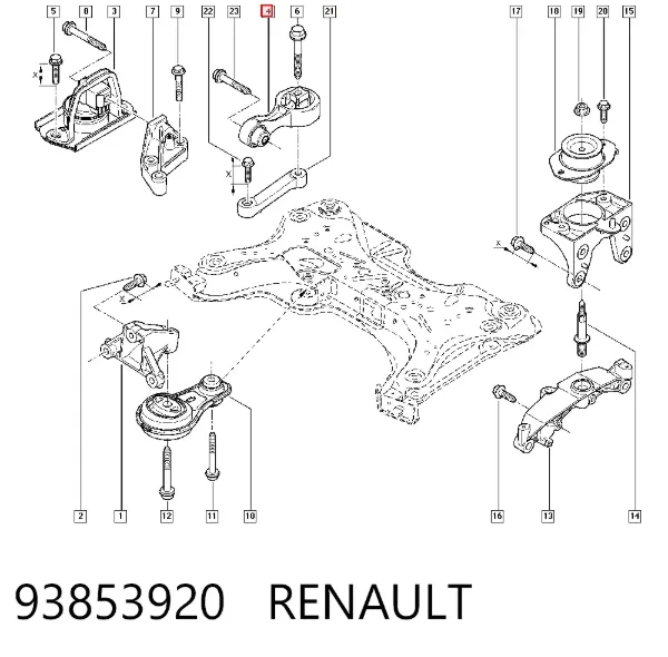 Poduszka (podpora) silnika prawa górna 93853920 Renault (RVI)