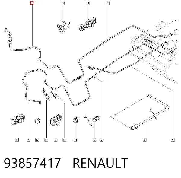Rurka paliwa, od zbiornika do filtra paliwa 93857417 Renault (RVI)