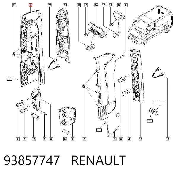 Nakładka lampy zespolonej tylnej 93857747 Renault (RVI)