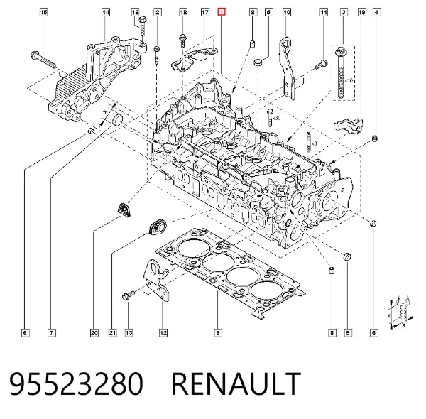Głowica cylindrów 95523280 Renault (RVI)