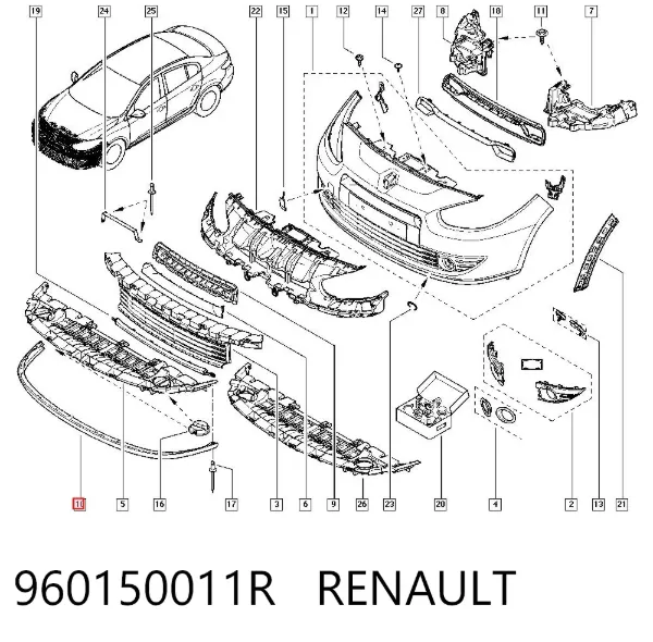 Spojler zderzaka przedniego 960150011R Renault (RVI)