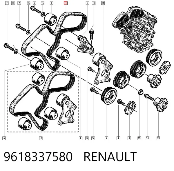 Pasek rozrządu 9618337580 Renault (RVI)