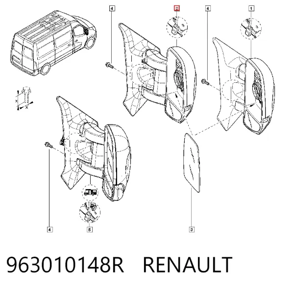 Lusterko wsteczne prawe 963010148R Renault (RVI)