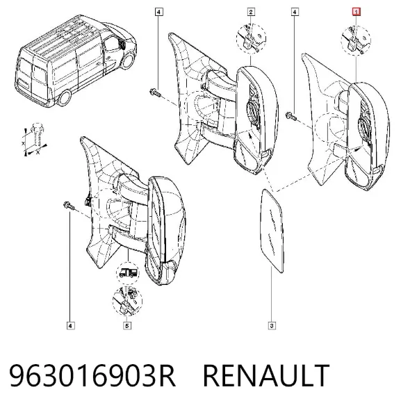 Lusterko wsteczne prawe 963016903R Renault (RVI)