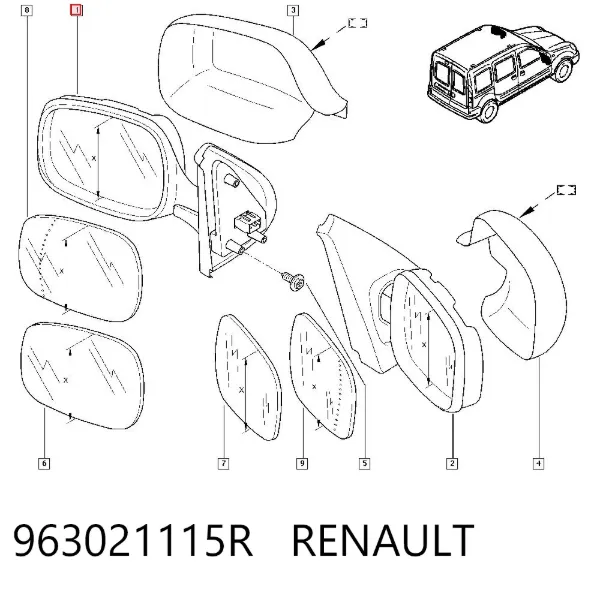 Lusterko wsteczne lewe 963021115R Renault (RVI)