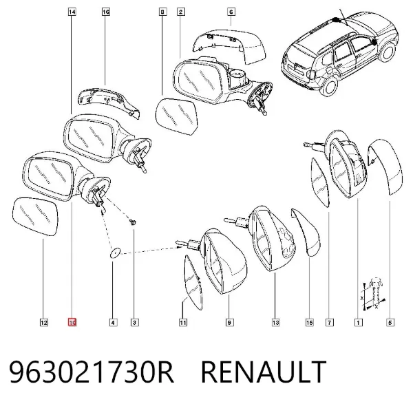 Lusterko wsteczne lewe 963021730R Renault (RVI)