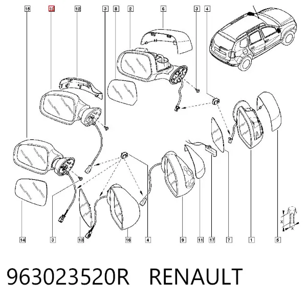 Lusterko wsteczne lewe 963023520R Renault (RVI)