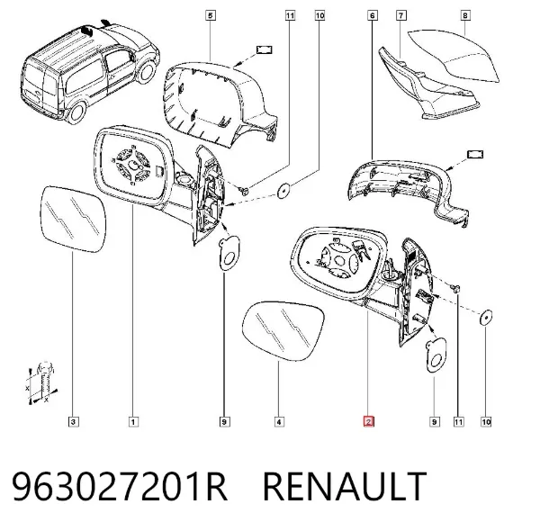 Lusterko wsteczne lewe 963027201R Renault (RVI)