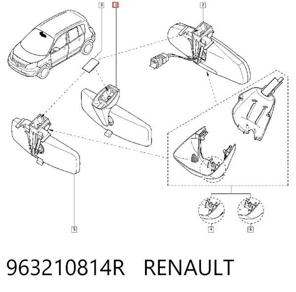 Lusterko wewnętrzne 963210814R Renault (RVI)
