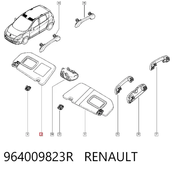 Osłona przeciwsłoneczna 964009823R Renault (RVI)