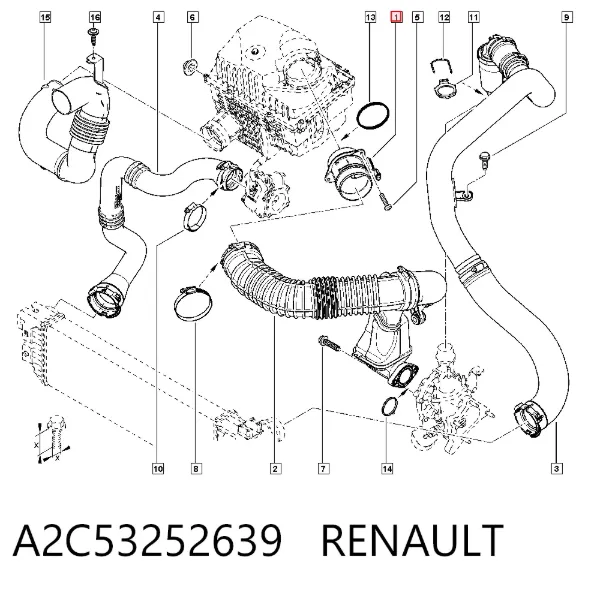 Czujnik przepływu powietrza, przepływomierz powietrza M.A.F. A2C53252639 Renault (RVI)