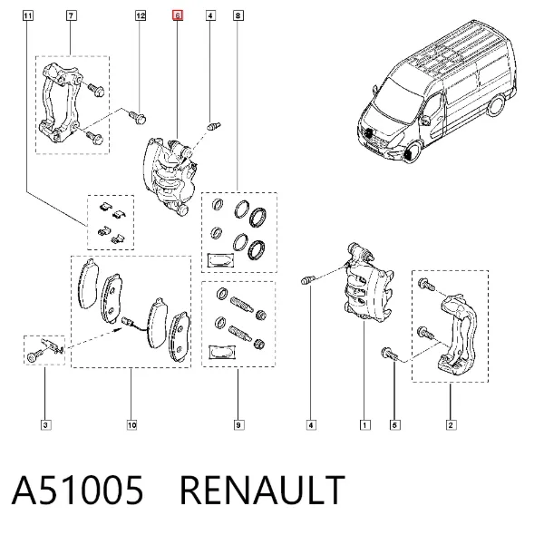 Zacisk hamulcowy przedni prawy A51005 Renault (RVI)
