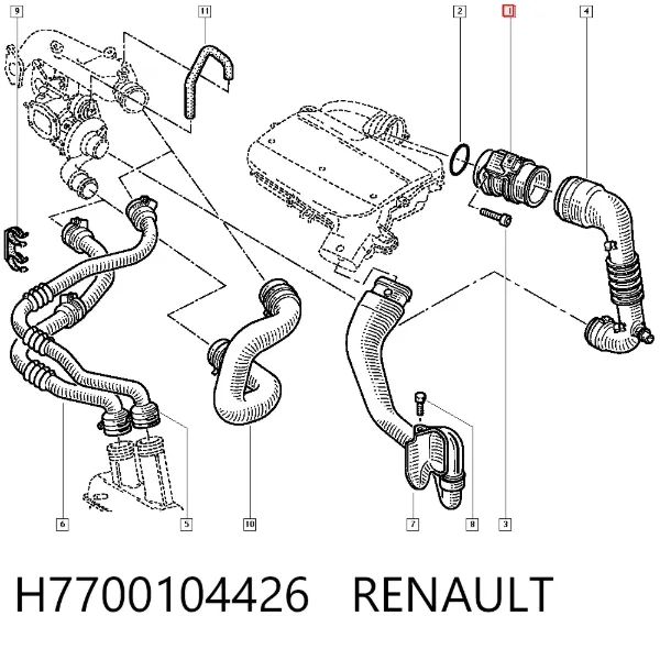Czujnik przepływu powietrza, przepływomierz powietrza M.A.F. H7700104426 Renault (RVI)