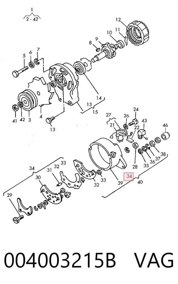 Mostek prostowniczy alternatora = Moster diodowy alternatora 004003215B VAG