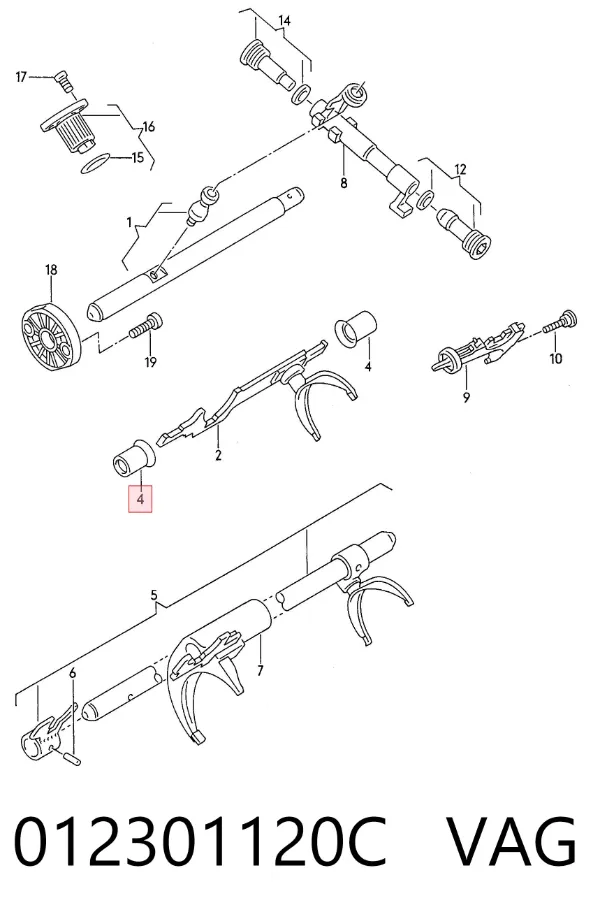 Tuleja mechanizmu zmiany biegów 012301120C VAG