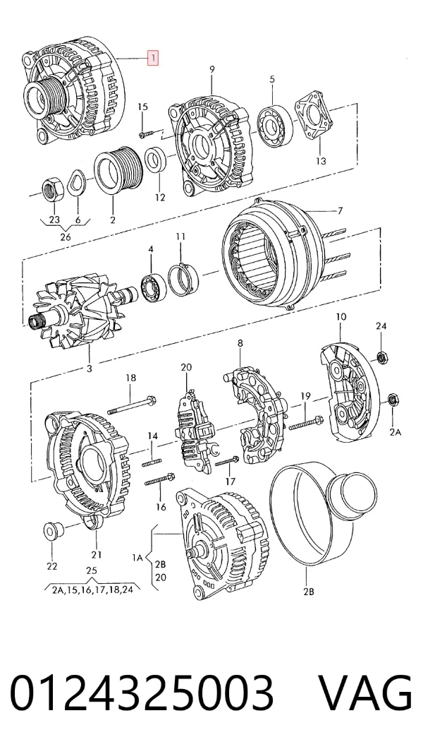 Alternator 0124325003 VAG