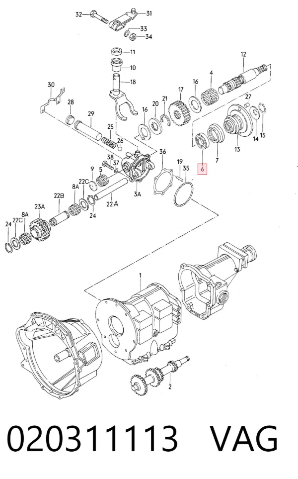 Uszczelniacz automatycznej/mechanicznej slrzyni biegów (wału wejściowego/sprzęgłowego) 020311113 VAG