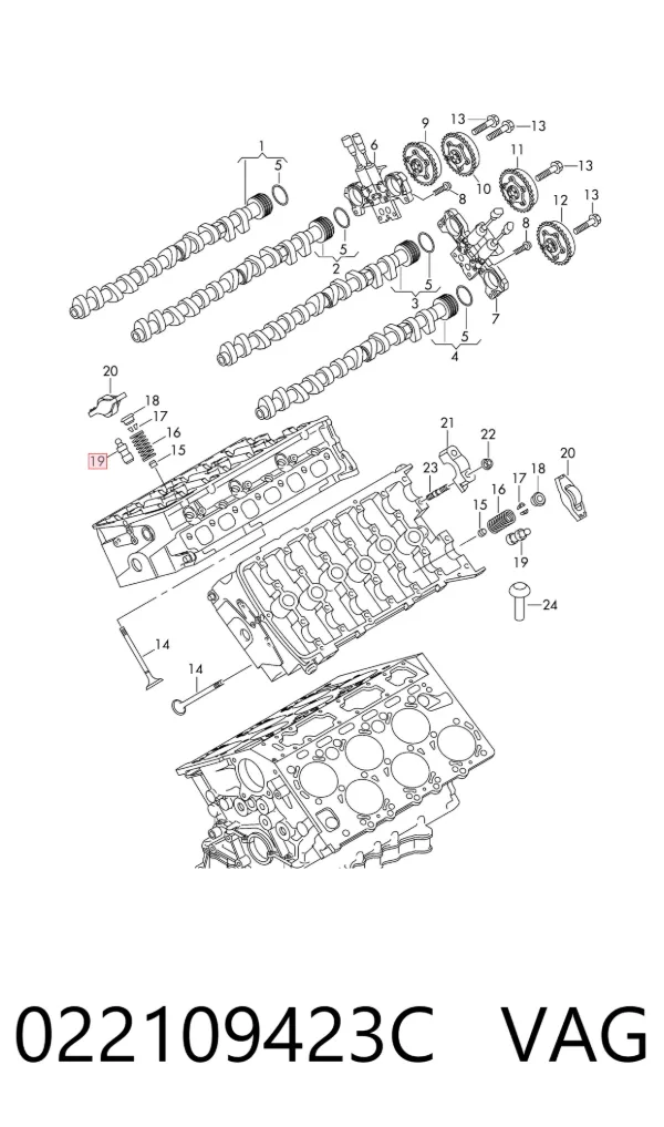 Kompensator hydrauliczny (popychacz hydrauliczny), popychacz zaworu 022109423C VAG