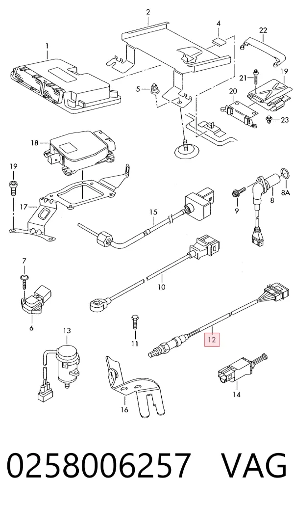 Sonda lambda czujnik tlenu po katalizatorze 0258006257 VAG