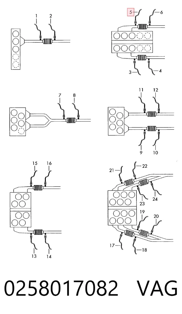 Sonda lambda czujnik tlenu przed katalizatorem 0258017082 VAG