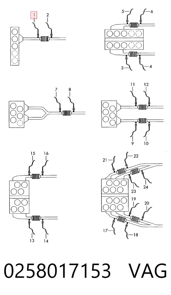Sonda lambda czujnik tlenu przed katalizatorem 0258017153 VAG