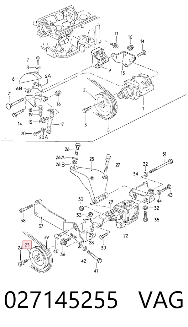 Koło pasowe pompy wspomagania hydraulicznego 027145255 VAG