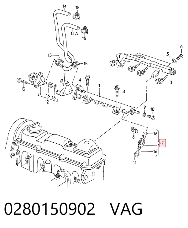Wtryskiwacz paliwa 0280150902 VAG