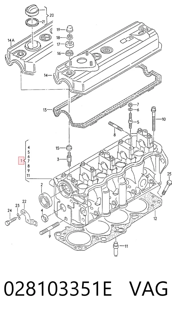 Głowica cylindrów 028103351E VAG