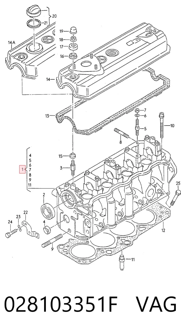 Głowica cylindrów 028103351F VAG