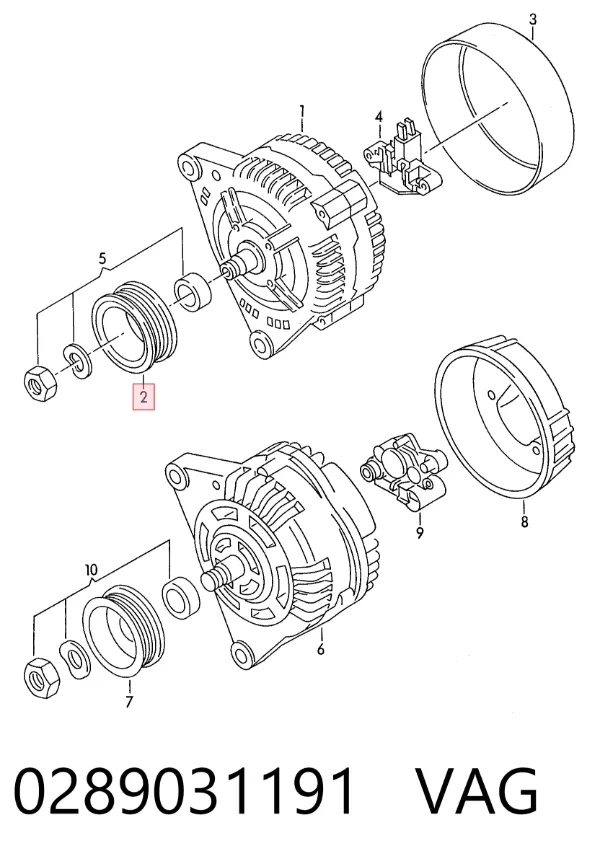 Koło pasowe alternatora 0289031191 VAG