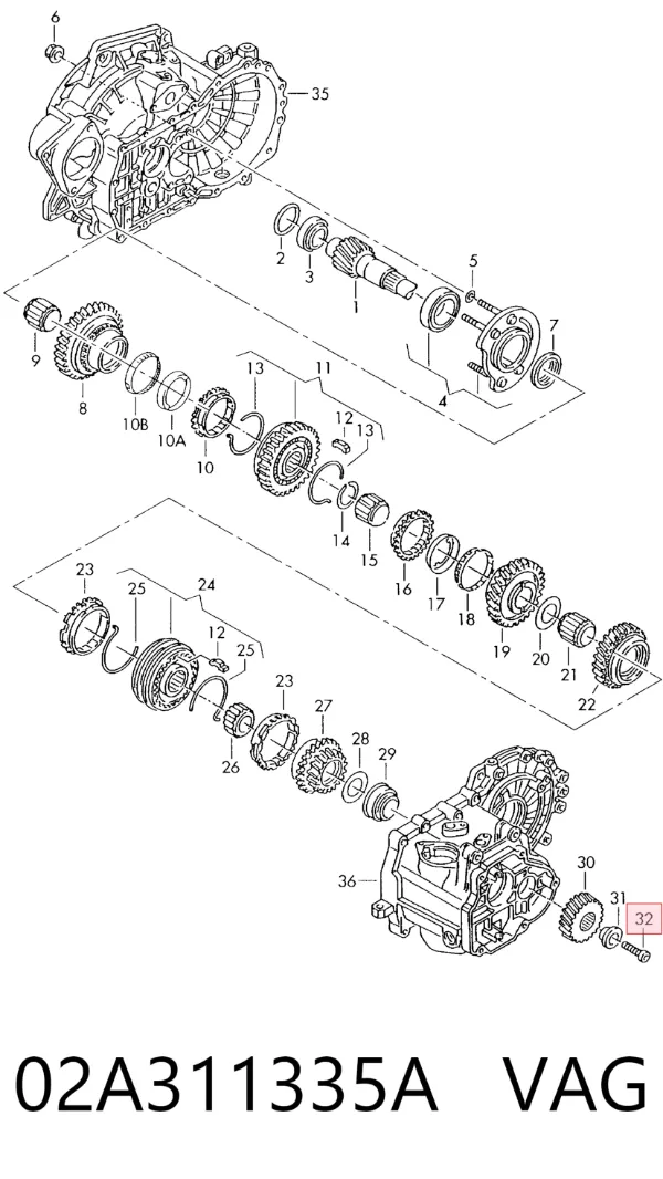 Śruba głowicy cylindrów 02A311335A VAG