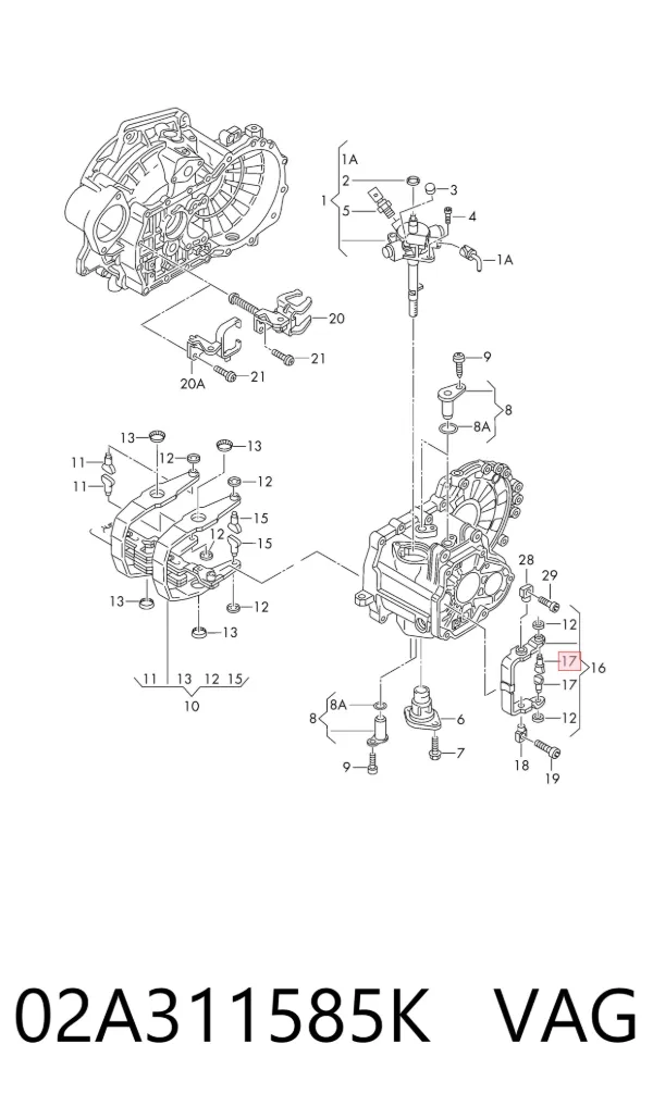 Tuleja mechanizmu zmiany biegów 02A311585K VAG