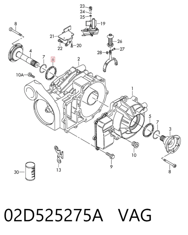 Uszczelniacz reduktora mostu przedniego 02D525275A VAG