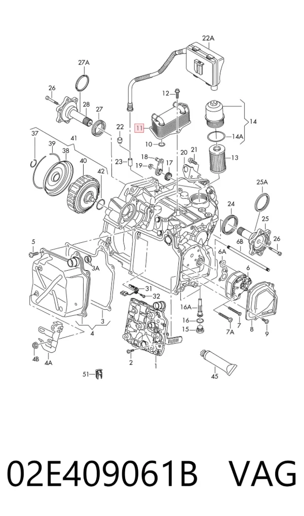Chłodnica automatycznej/mechanicznej skrzyni biegów 02E409061B VAG