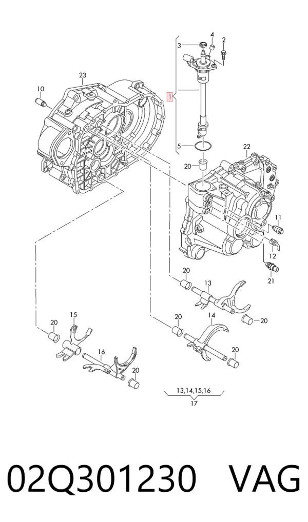 Mechanizm zmiany biegów (cięgno) 02Q301230 VAG