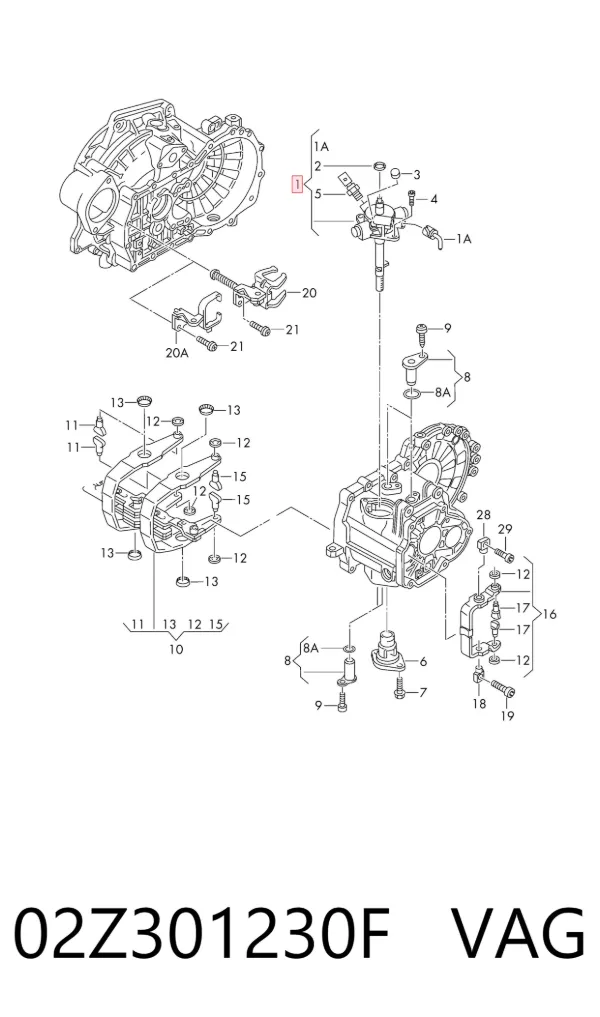Aktuator zmiany biegów 02Z301230F VAG