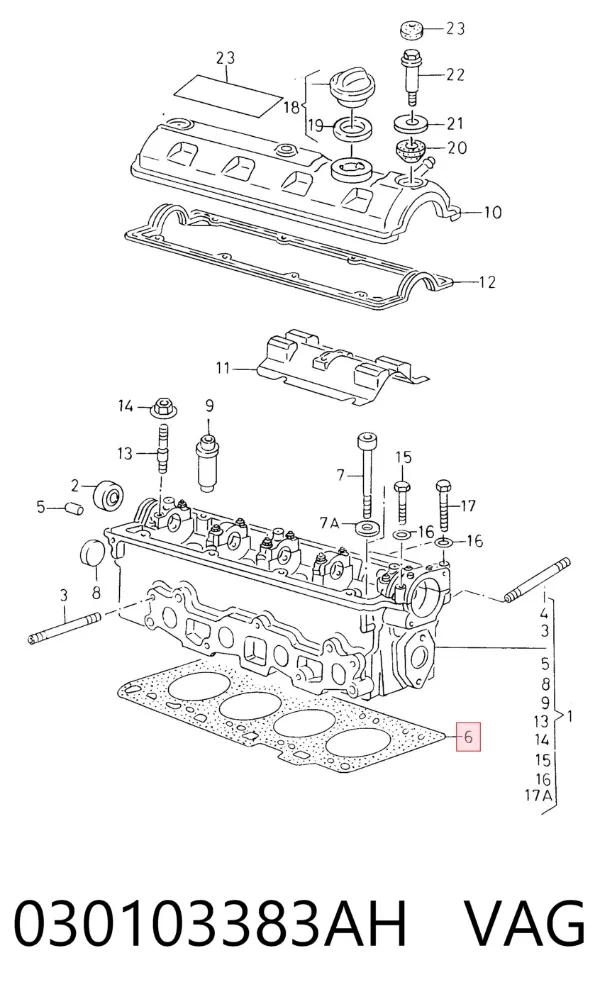 Uszczelka głowicy cylindrów 030103383AH VAG