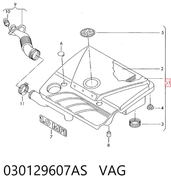 Pokrywa silnika dekoracyjna Volkswagen Polo III